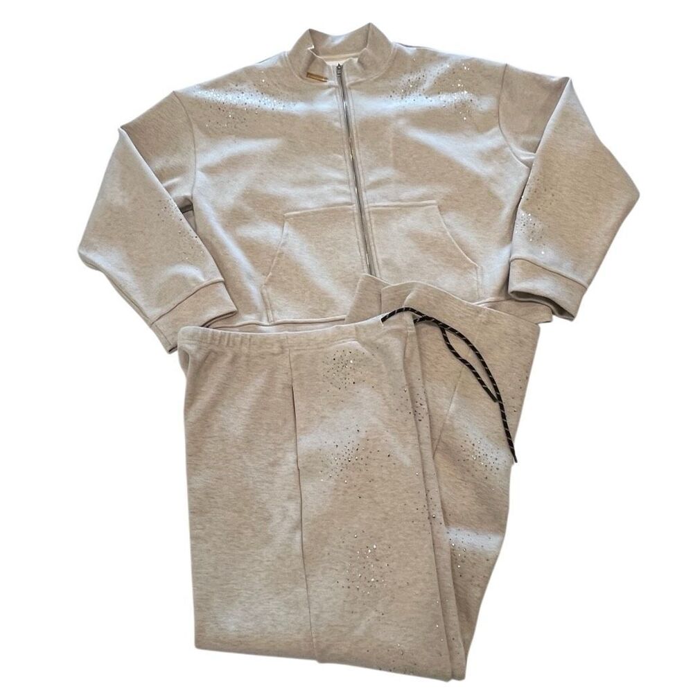 One Show & O.S Women's Full Zip Sweatshirt And Pant Tracksuit Set Gray L NWT